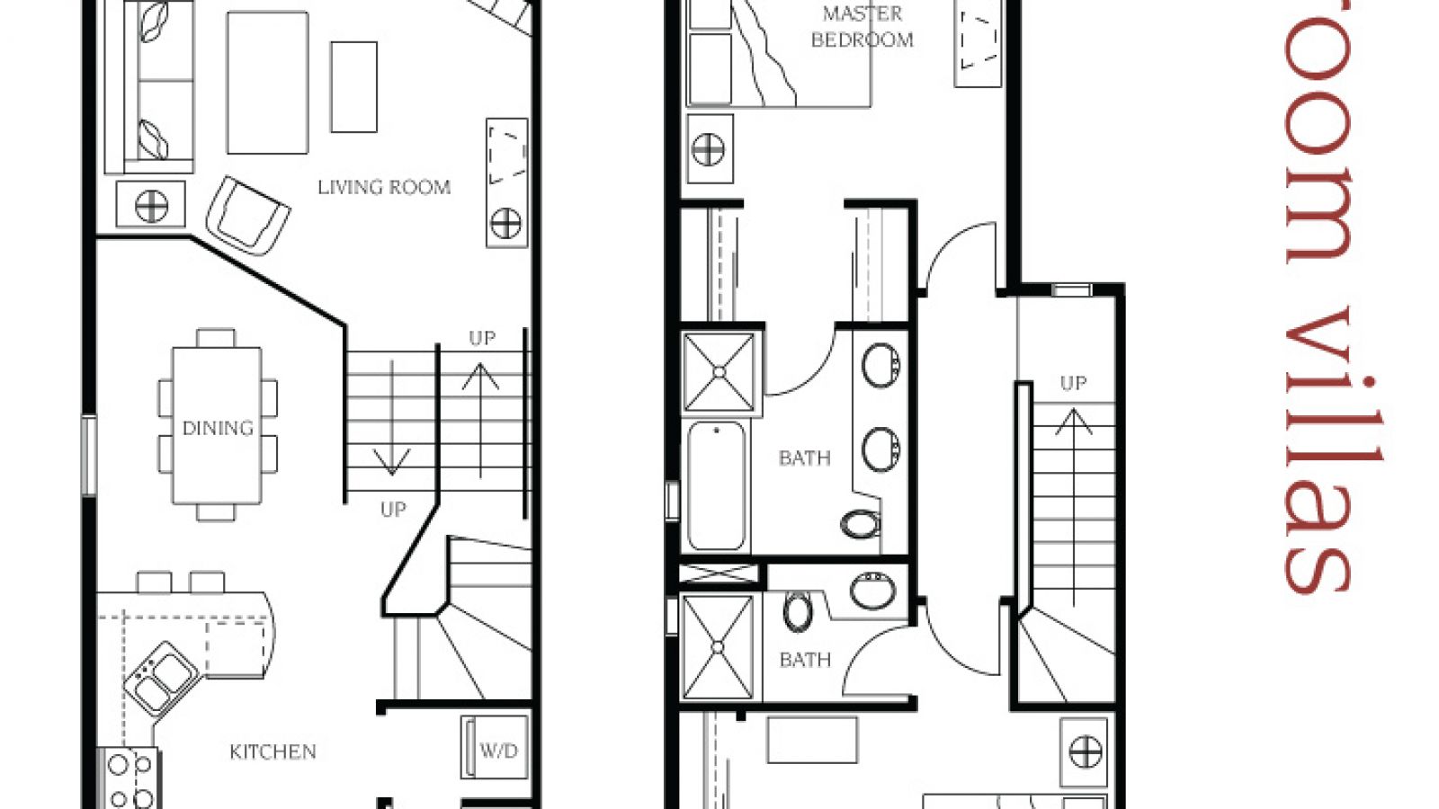 2 bedroom villa floor plan at Manteo