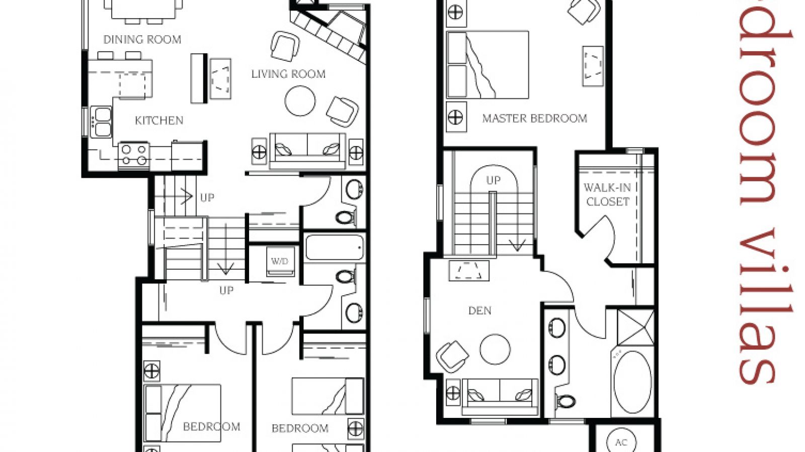 3 bedroom villa floor plan at Manteo